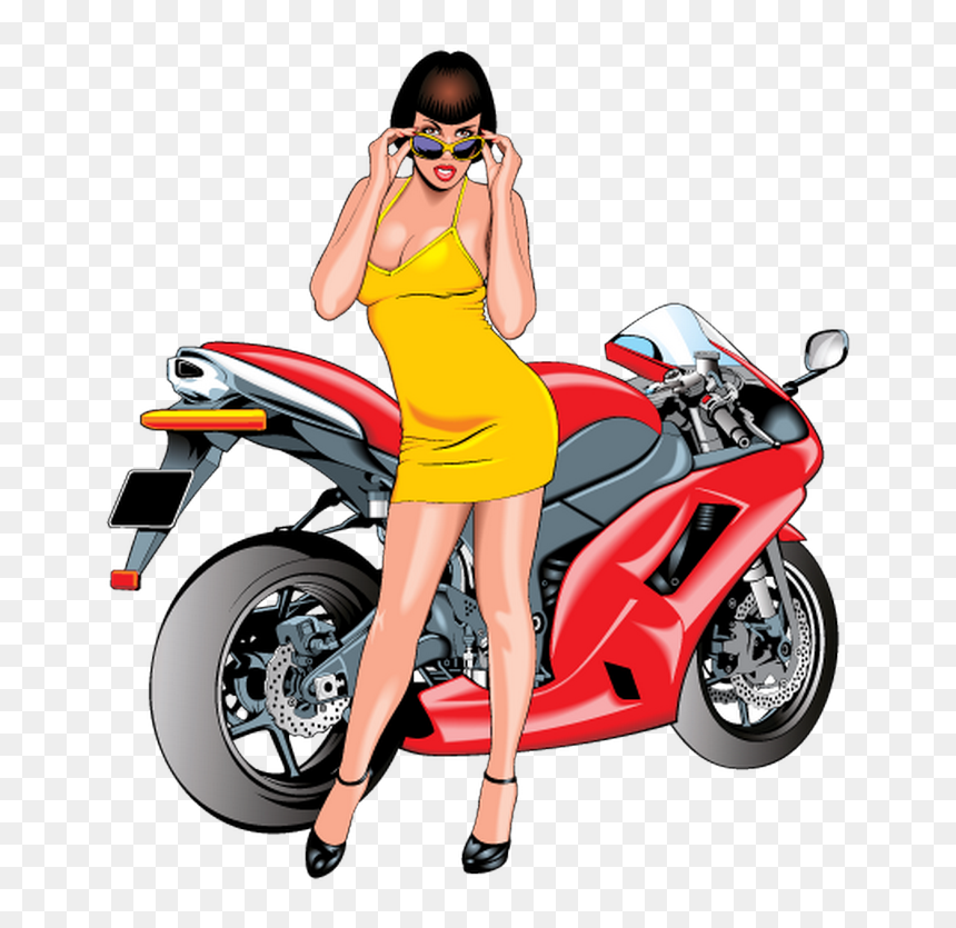 Cartoon Hot Beautiful Girl , Png Download - Sexy On Motorcycle Vector, Transparent Png - beautiful girl png