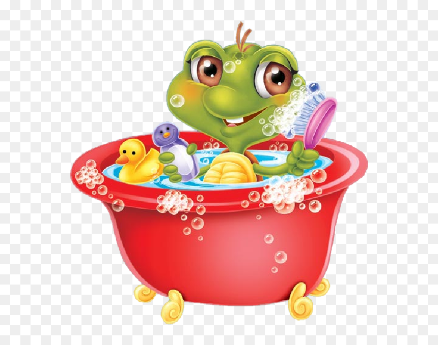 Sauna Clipart 4th July - Cartoon Frog In Bathtub, HD Png Download - turtle cartoon png