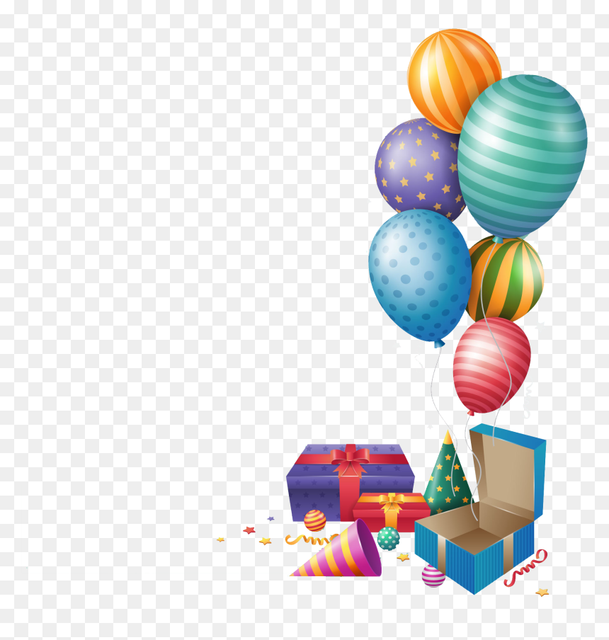 Happy Balloons Gift Vector - Happy Birthday Gift Png, Transparent Png - balloon vector png