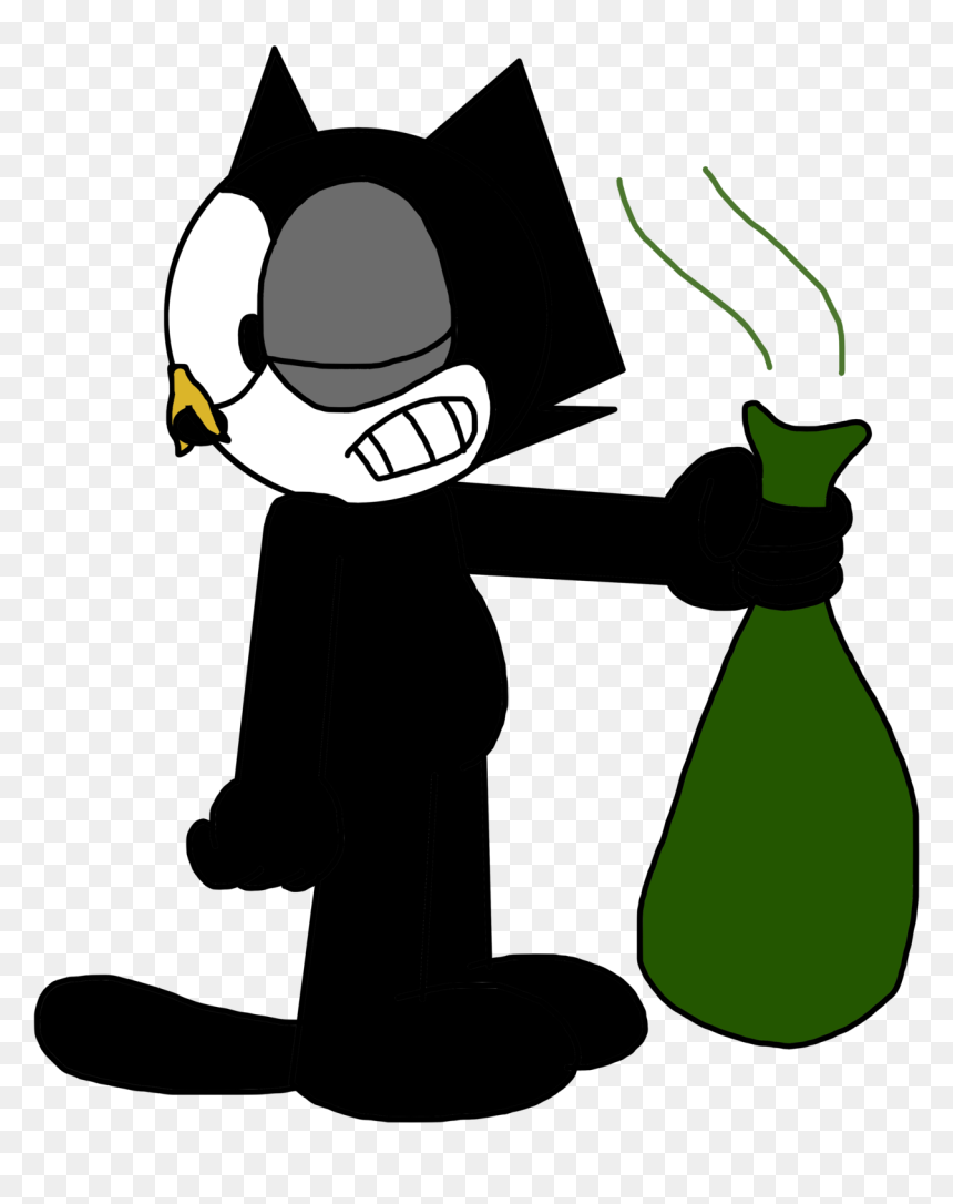 Felix With A Garbage Bag By Marcospower1996 - Marcospower1996 Bendy Oswald And Mickey, HD Png Download - garbage bag png