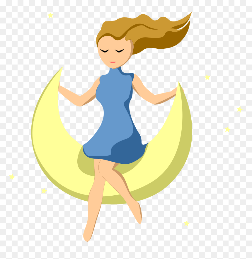Girl Moon Clipart, HD Png Download - moon crescent png