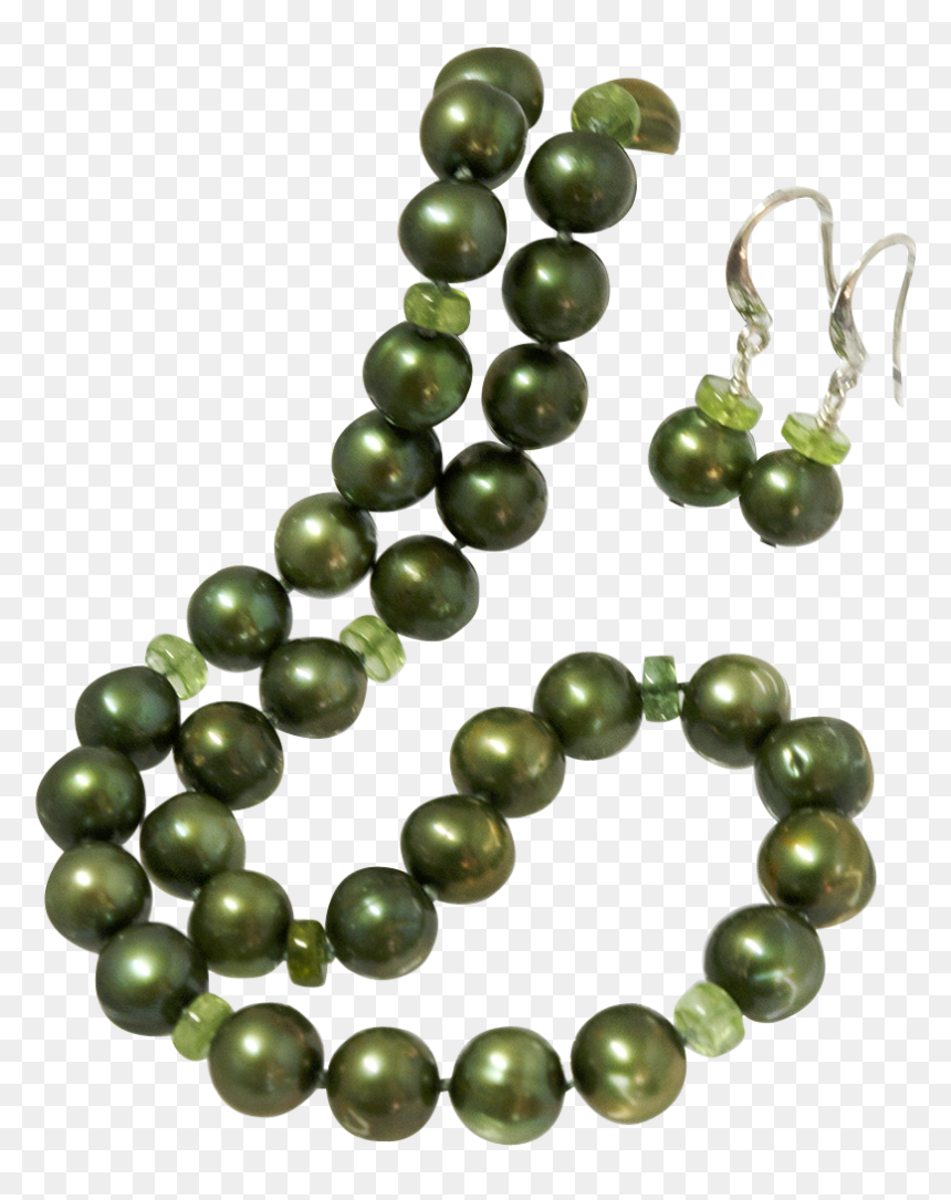 Green Pearl Necklace With Peridot Beads - Pearl, HD Png Download - bead png