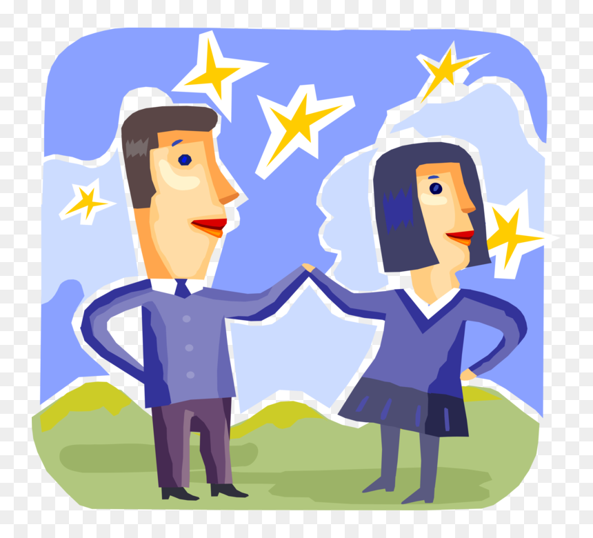 Vector Illustration Of Romantic Couple Announce Wedding - Cartoon, HD Png Download - wedding couple cartoon png
