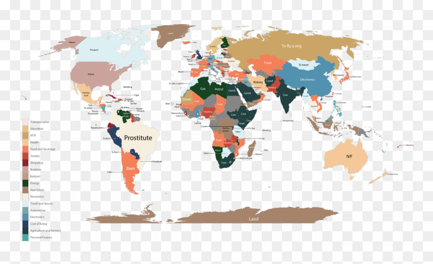 Thumb Image - Most Searched Keywords By Country, HD Png Download - word map png