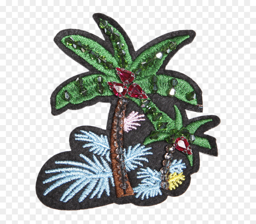 Custom Embroidered Coconut Tree Patch With Beads - Needlework, HD Png Download - bead png