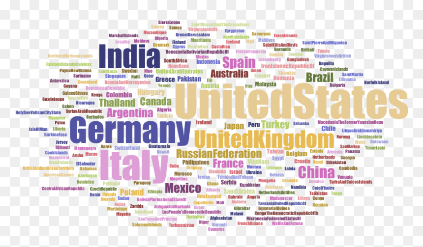 Word Map Of Dns Changer Infections By Country - Word Cloud With Countries, HD Png Download - word map png