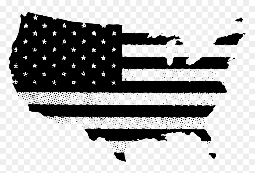 Flag Of The United States Vector Map - Bandeira Dos Estados Unidos Preto E Branco, HD Png Download - estados unidos png