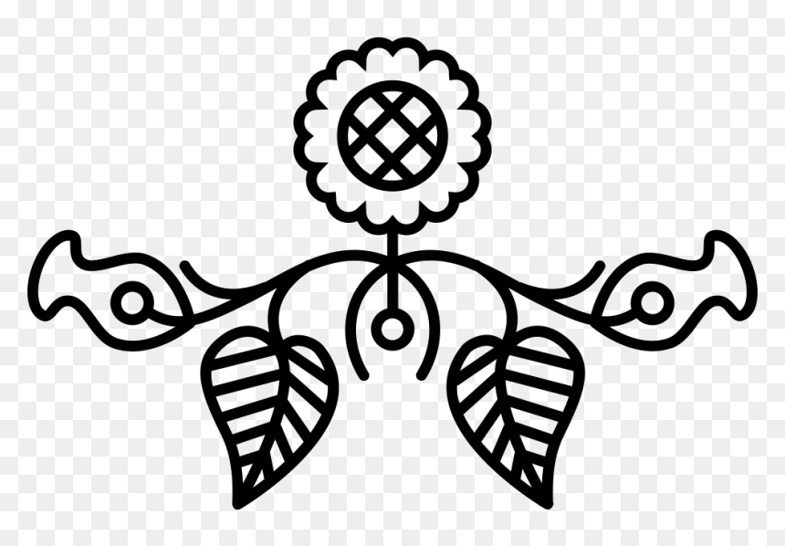 Floral Design Of Flowers And Leaves In Symmetrical - Diseño Formal O Simetrico Para Colorear, HD Png Download - black floral design png