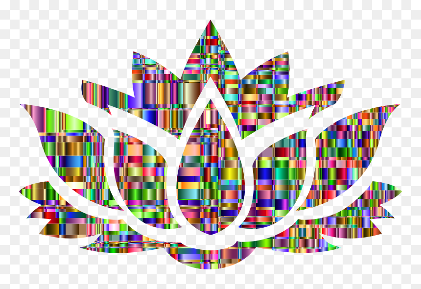 Chromatic Checkered Squares Lotus Flower Silhouette - Silhouette Lotus Png, Transparent Png - squares design png