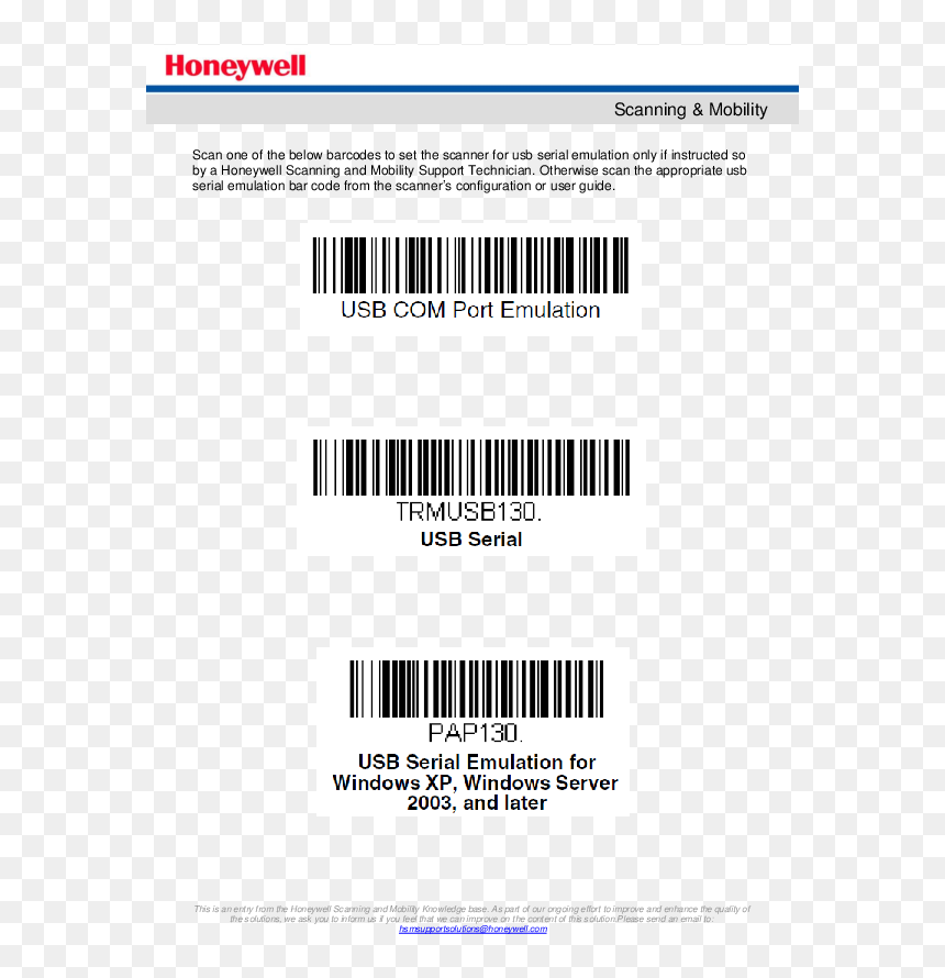 Usb Serial Emulation Honeywell, HD Png Download - honeywell png