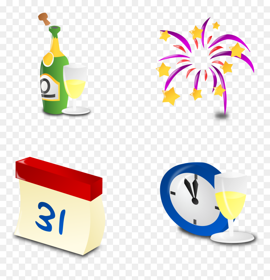 Small New Years Icon , Png Download - New Years Day Cartoon, Transparent Png - new year icon png