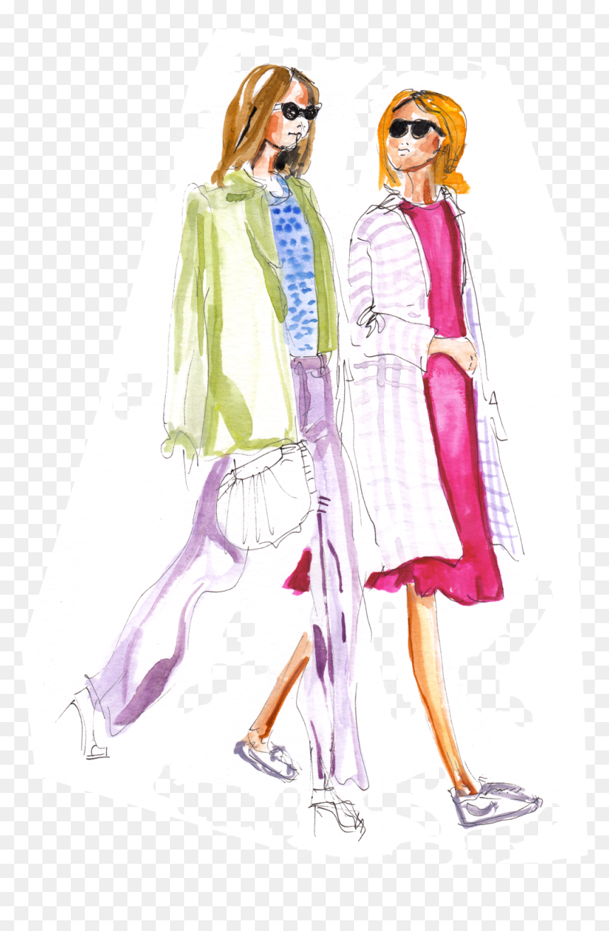 Girls Walking - Illustration, HD Png Download - fashion girls png