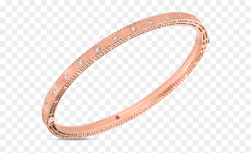 18k Rose Gold Bracelet With Flush Set Diamonds - Bangle, HD Png Download - gold bangle png