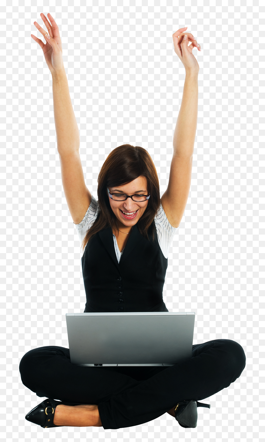 Photo Of Woman Celebrating With Laptop - Mujer En Computadora Celebrando, HD Png Download - woman with laptop png