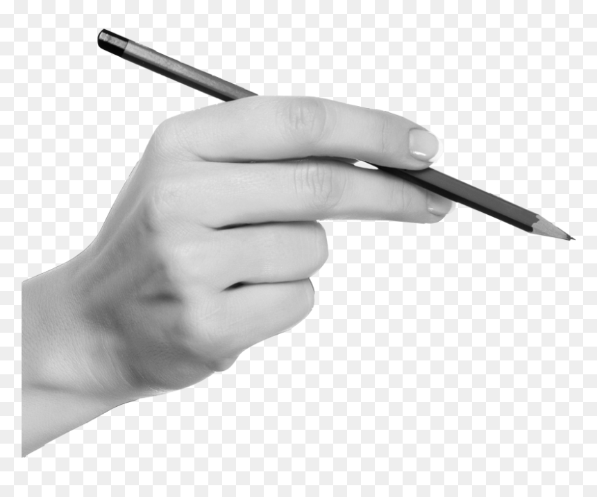 Jpg Library In Transprent Png Free Download Nail Thumb - Hand Holding A Pencil Png Black And White, Transparent Png - pen in hand png