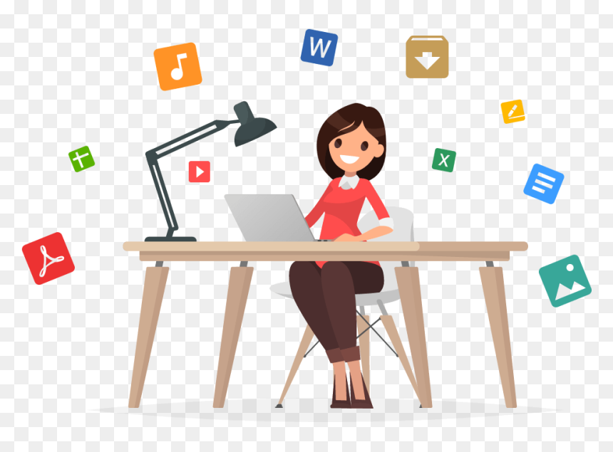Access Your Files Like A Pro With Pcloud Premium Plus - Woman On Laptop Clipart, HD Png Download - woman with laptop png