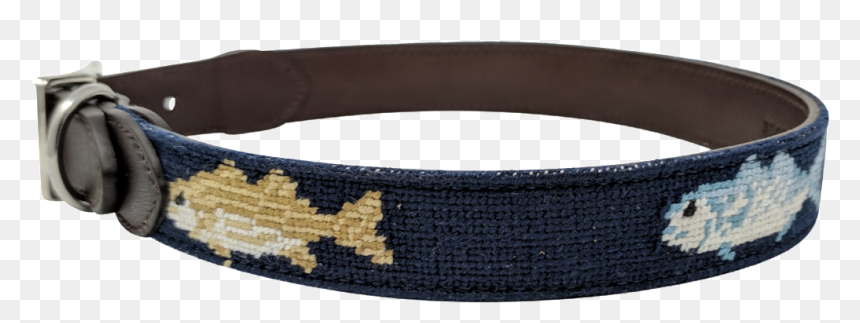 Nauticollar Fish Needlepoint Dog Collar Left - Fish Needlepoint Belt, HD Png Download - dog belt png