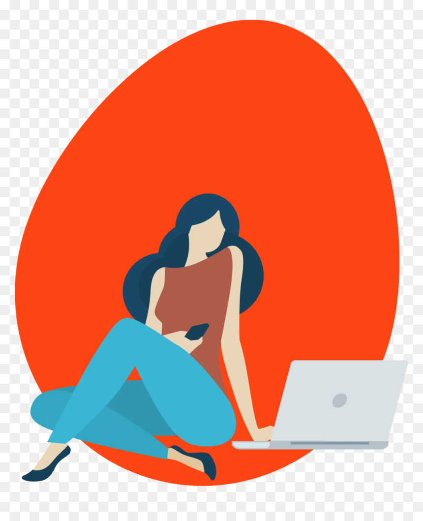 Illustration Of Woman Seated In Front Of A Laptop, - Illustration, HD Png Download - woman with laptop png