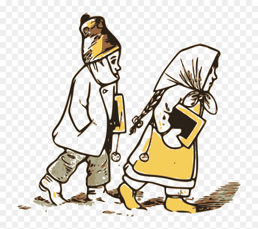 Art,cartoon,kneeling - Cartoon, HD Png Download - school kids clipart png