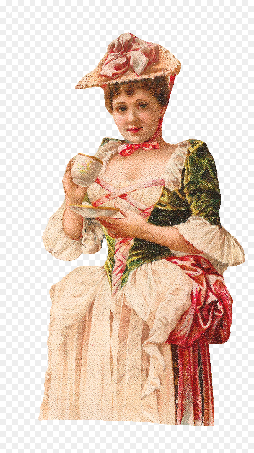 Woman Drinking Tea Clip Art - Victorian Woman Clip Art, HD Png Download - lady clipart png