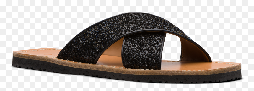 Sandals In Glitter And Leather Black - Slipper, HD Png Download - ladies sandal png