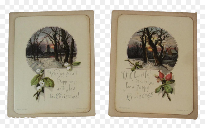 2 Wirths Brothers Christmas Cards With Winter Scenes - Tree, HD Png Download - christmas cards png