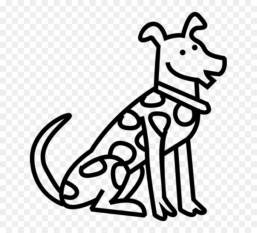 Vector Illustration Of Spotted Dalmatian Dog - Line Art, HD Png Download - dog png hd