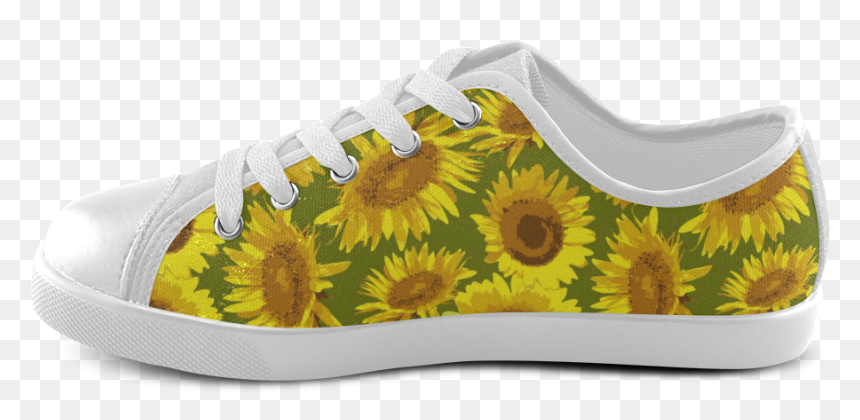 Sunflowers On Green Background Canvas Kid"s Shoes - Kid Canvas Flower Shoes, HD Png Download - yellow green background png