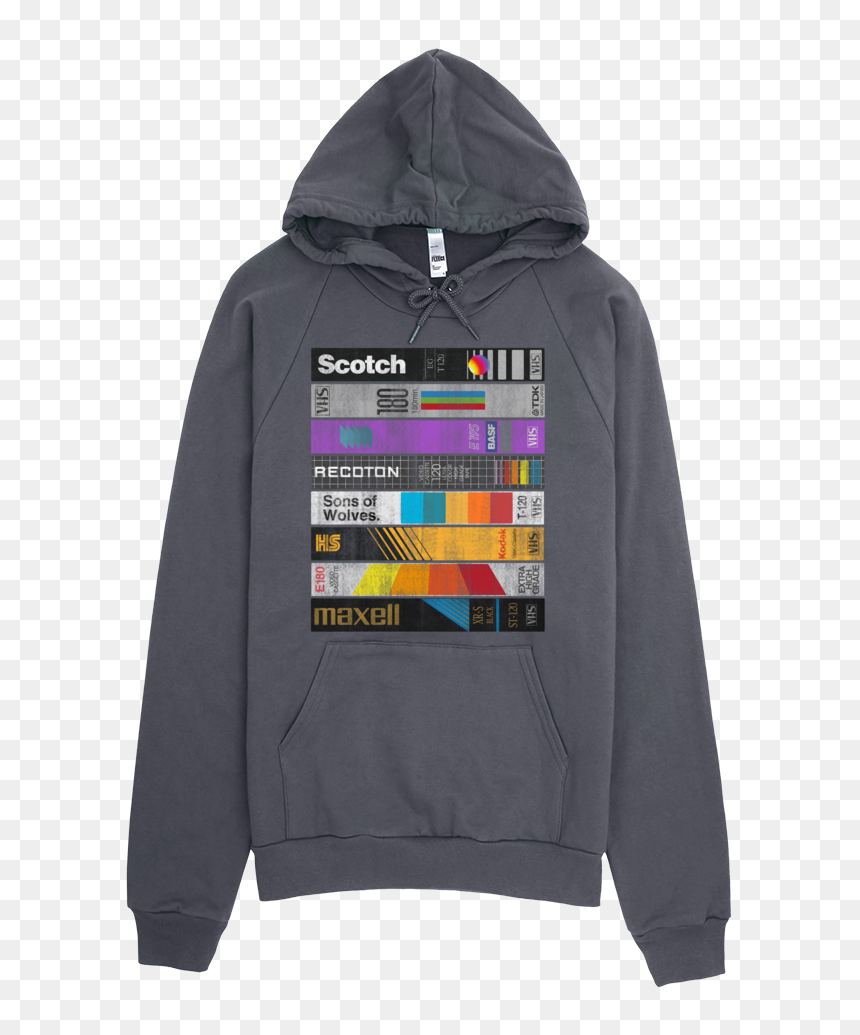Vhs Hooded Pullover Sweatshirt Vhs Vintage Polaroid, HD Png Download - vintage polaroid frame png