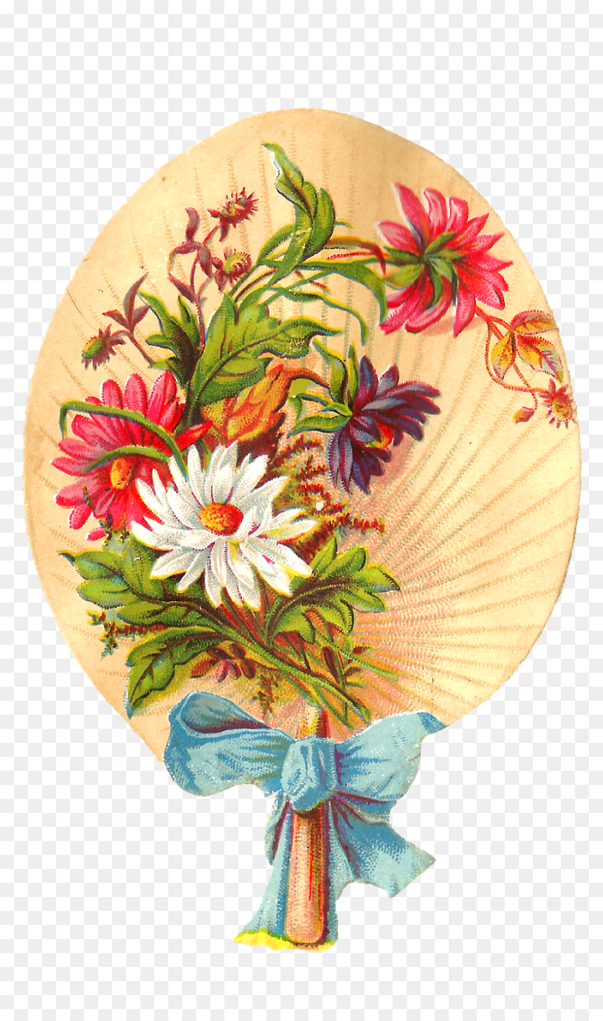 Blue Flower Clipart Victorian - Drawing Of Hand Fan Design, HD Png Download - victorian design png