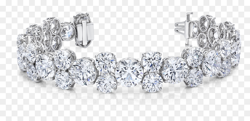 B5855 Round Diamond Bracelet Front - Platinum, HD Png Download - diamond bangles png