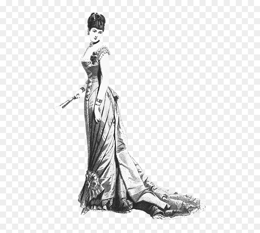 Woman Evening Gown Victorian Era Fashion - Fashion Victorian Era Png, Transparent Png - victorian design png