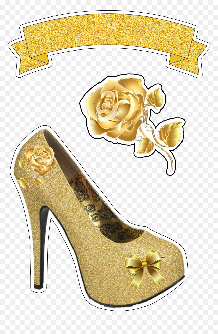 Pink Glitter Shoes, HD Png Download - molduras douradas png