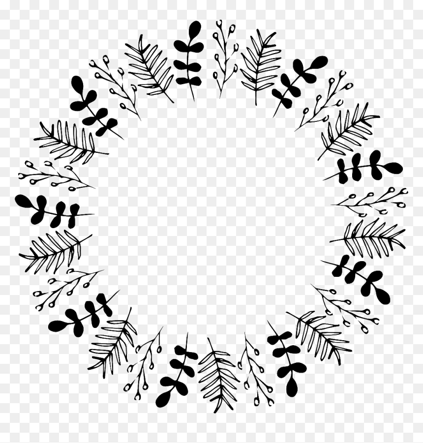 Hand Painted Wreath Free Black And White Wreath - Vòng Hoa Trắng Đen, HD Png Download - black wreath png