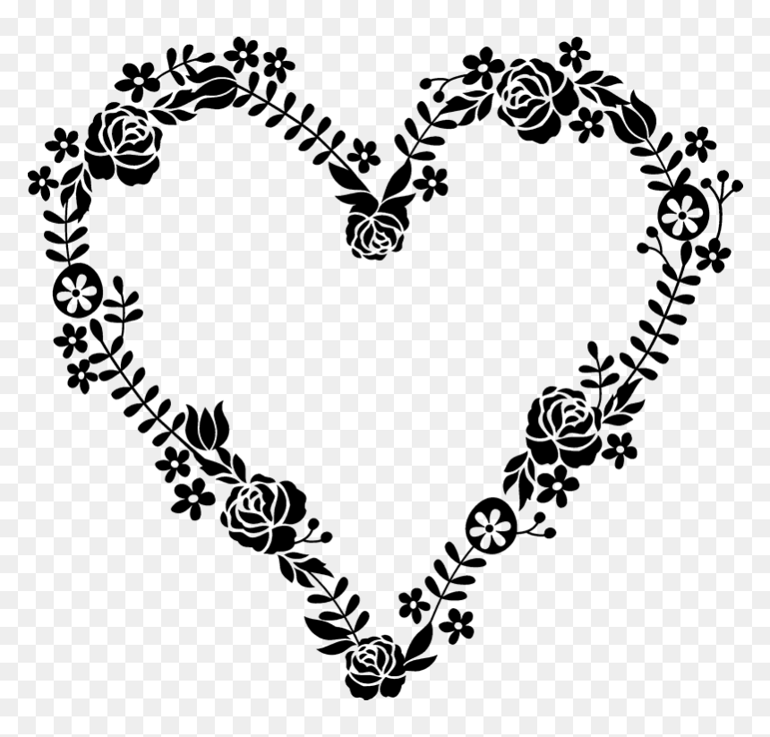 Floral Heart Rubber Stamp - Heart Shaped Wreath Png, Transparent Png - black wreath png