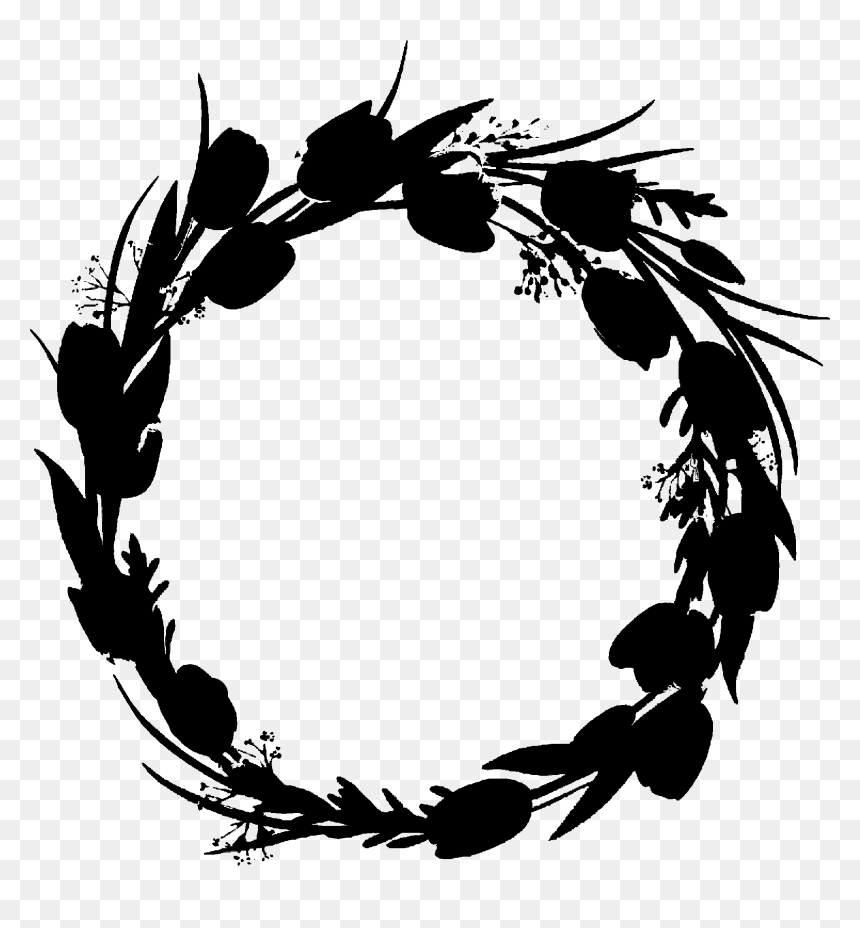 Clip Art Line Silhouette Pattern - Illustration, HD Png Download - black wreath png