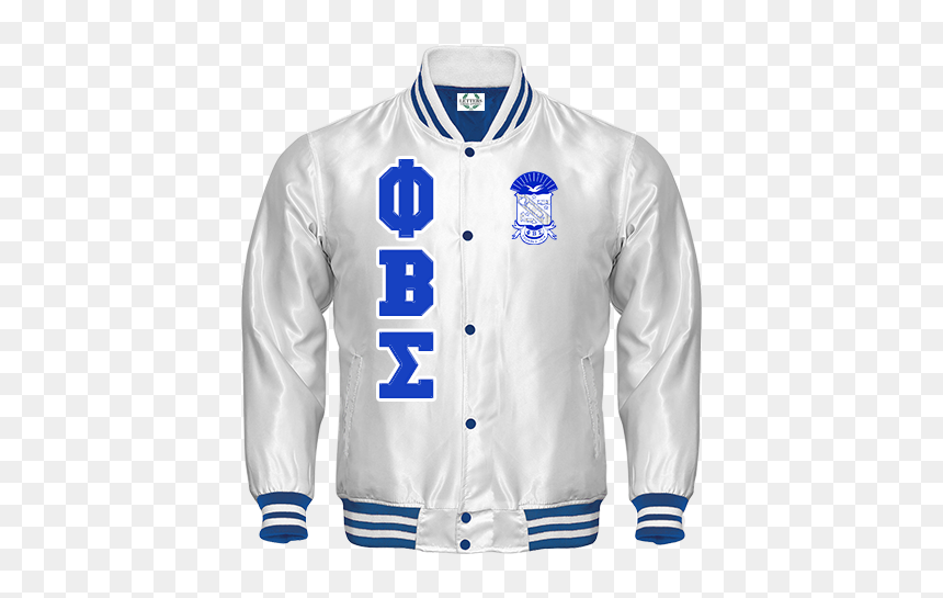 Phi Beta Sigma Satin Baseball Bomber Jacket - Phi Beta Sigma White Bomber, HD Png Download - phi beta sigma shield png