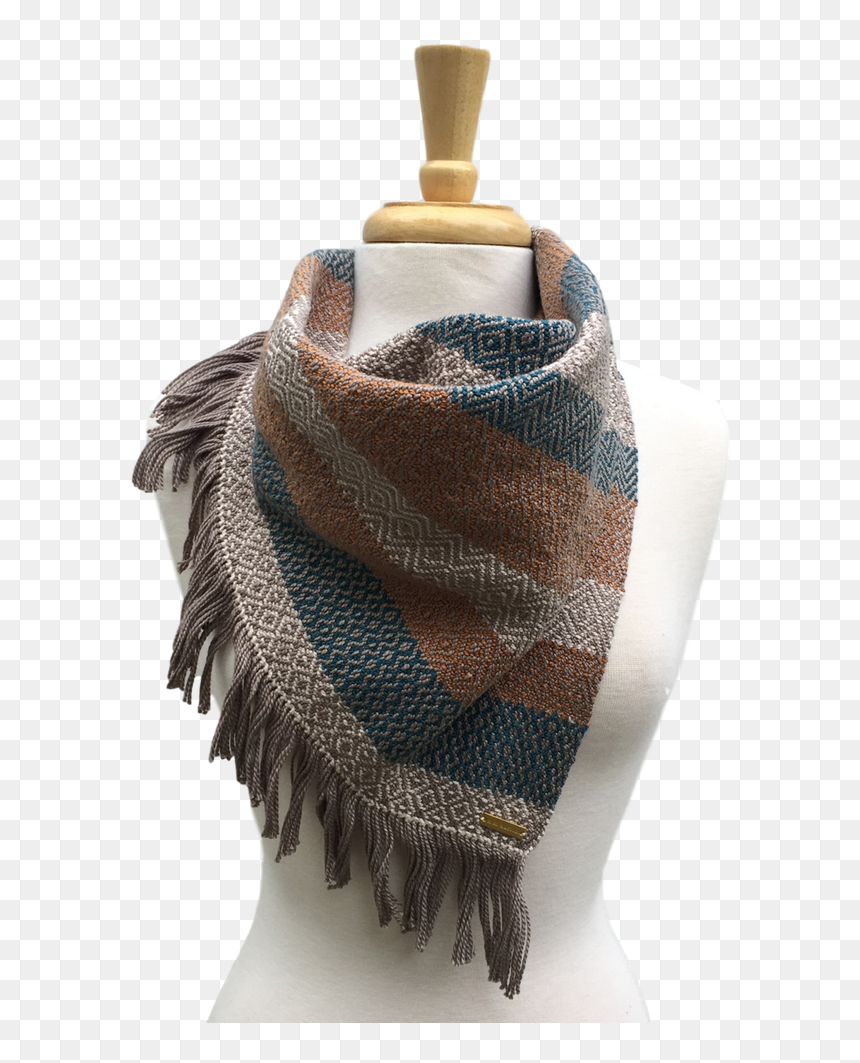 Teal, Gold And Cream Woven Bandana Scarf - Stole, HD Png Download - bandana pattern png