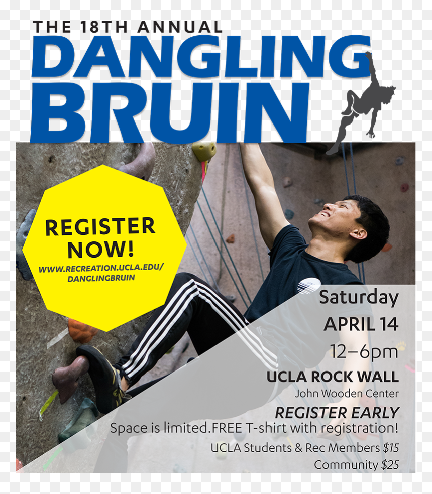 The Dangling Bruin Is A Points-based, Climbing Competition, HD Png Download - rock wall png