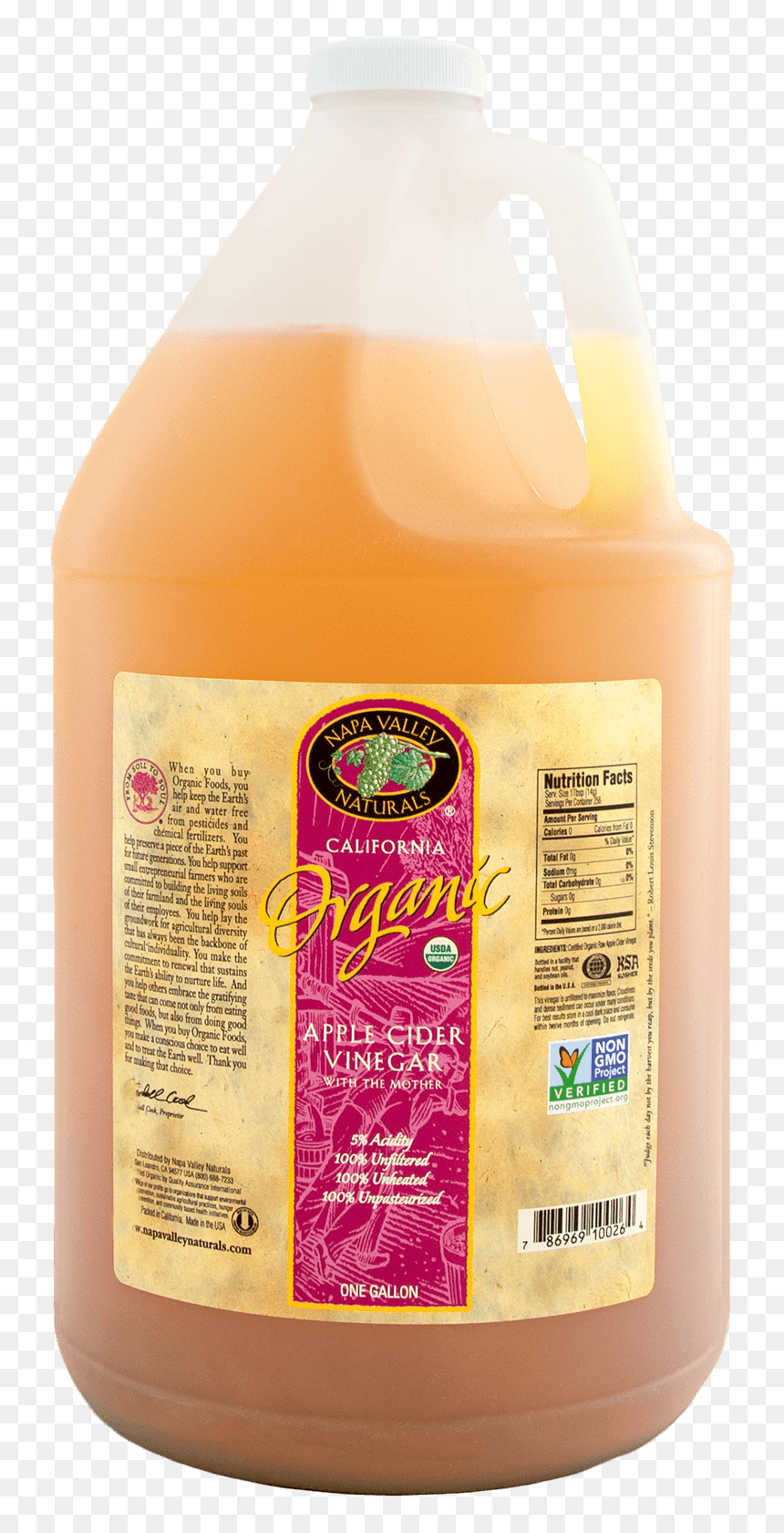 California Organic Apple Cider Vinegar - Plastic Bottle, HD Png Download - apple cider png