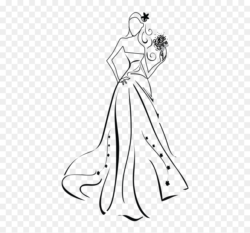 Wedding Icon , Png Download - Силуэт Девушки В Платье, Transparent Png - wedding icon png