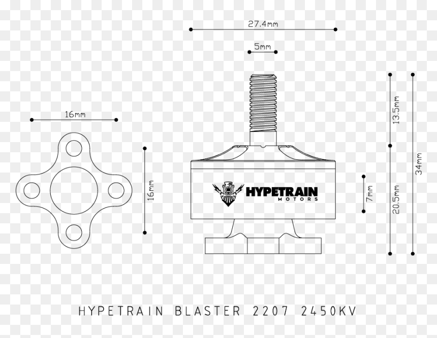 Hypetrain Motor Dimensions Blaster 2207 2450kv - Hypetrain Motor Dimensions, HD Png Download - blaster png