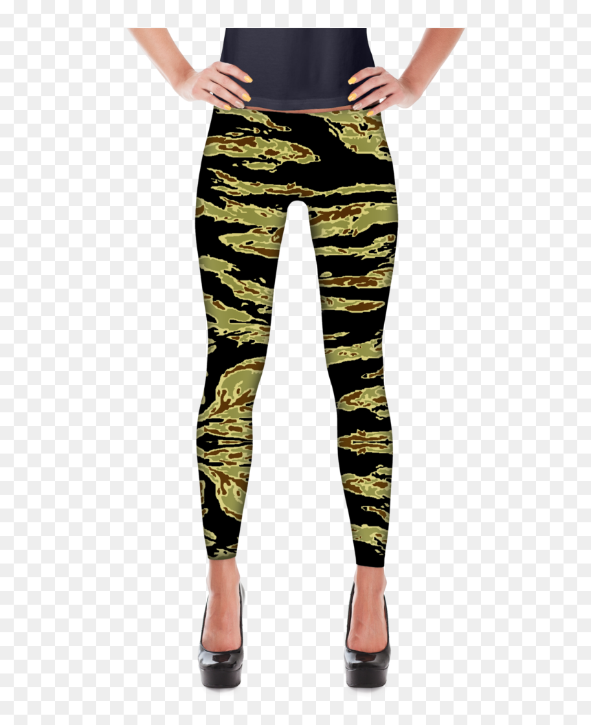 American Tiger Stripe Gold Camo All-over Leggings - Black White Cross Leggings, HD Png Download - tiger stripe png