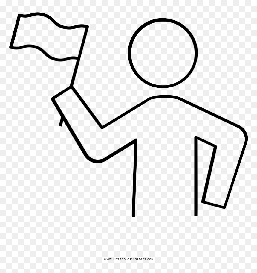 Waving Flag Coloring Page - Line Art, HD Png Download - waving hand png