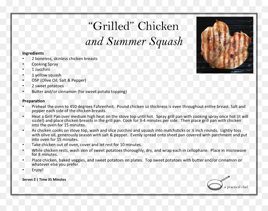 Grill Pan Chicken Recipe Card - Bread, HD Png Download - recipe card png