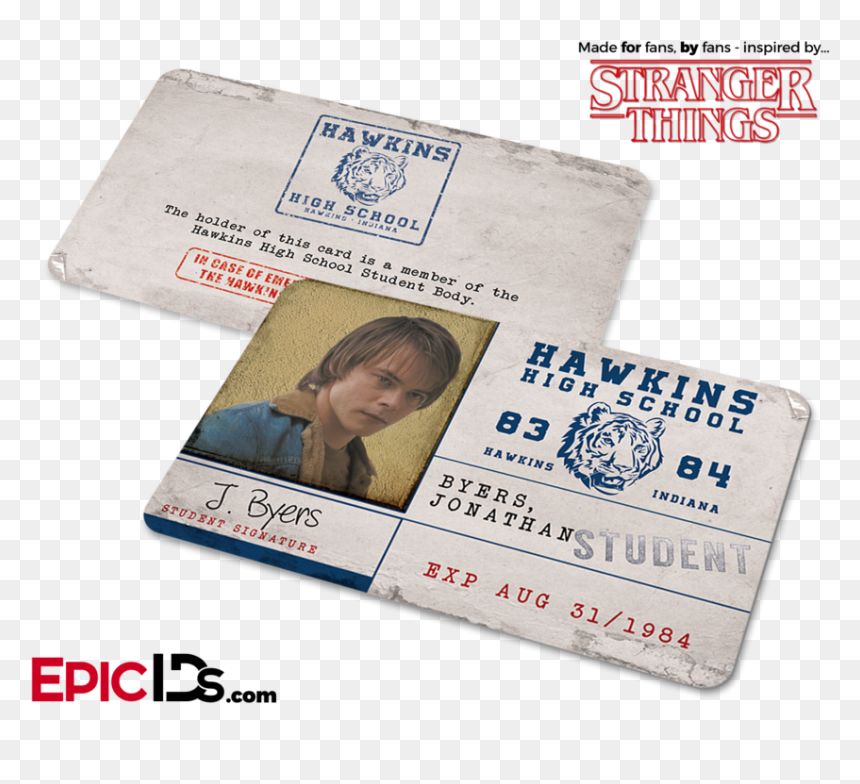 Hawkins High School "stranger Things - Student Id Card High School, HD Png Download - stranger things title png