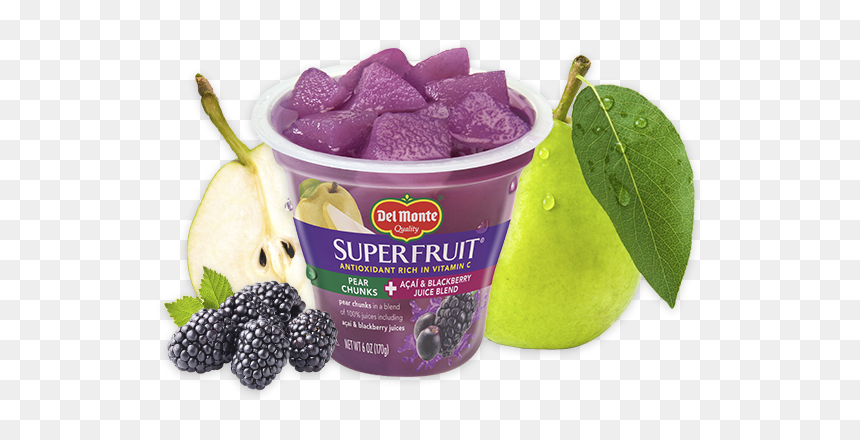Superfruit® Pear Chunks In Acai & Blackberry Juice - Del Monte Chia Seed Fruit Cups, HD Png Download - acai png