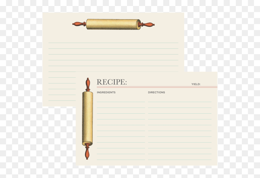 Rolling Pin Recipe Card - Writing, HD Png Download - recipe card png
