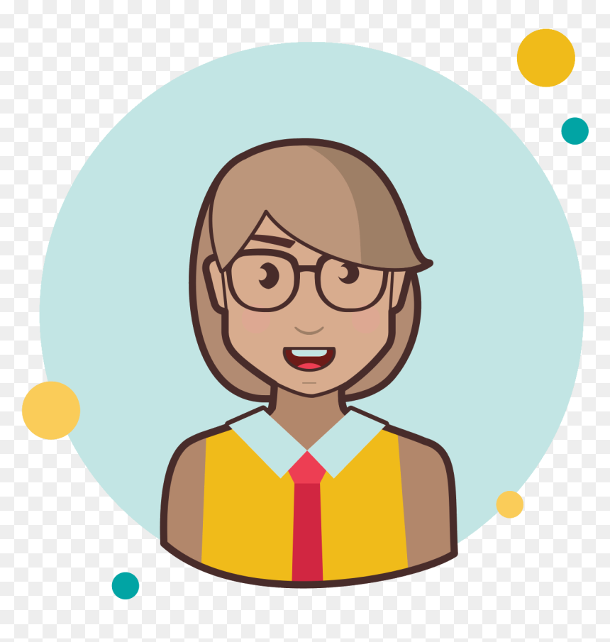 Short Hair Business Lady With Glasses Icon - Lady With Glasses Cartoon, HD Png Download - glasses icon png