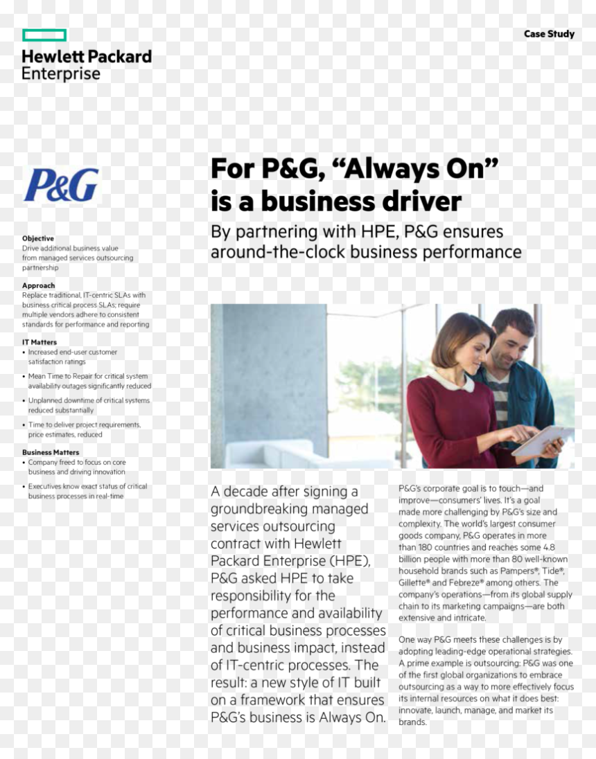 Hpe Case Study For Pg Always On Is A Business Driver - Hewlett Packard Enterprise, HD Png Download - price reduced png
